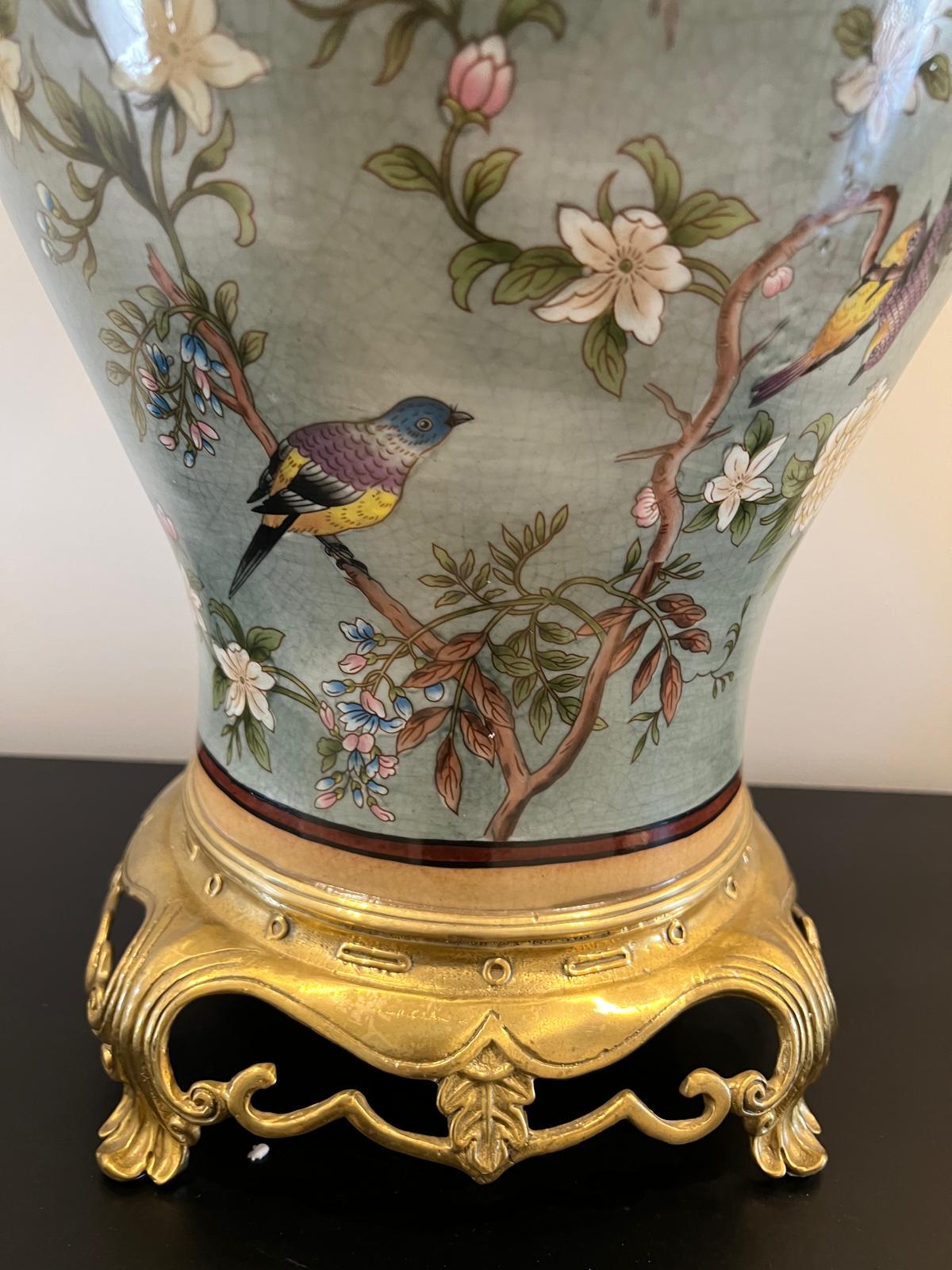 Green Porcelain Ginger Jar with Butterflies & Flowers – Gilded Decorative 67cm H