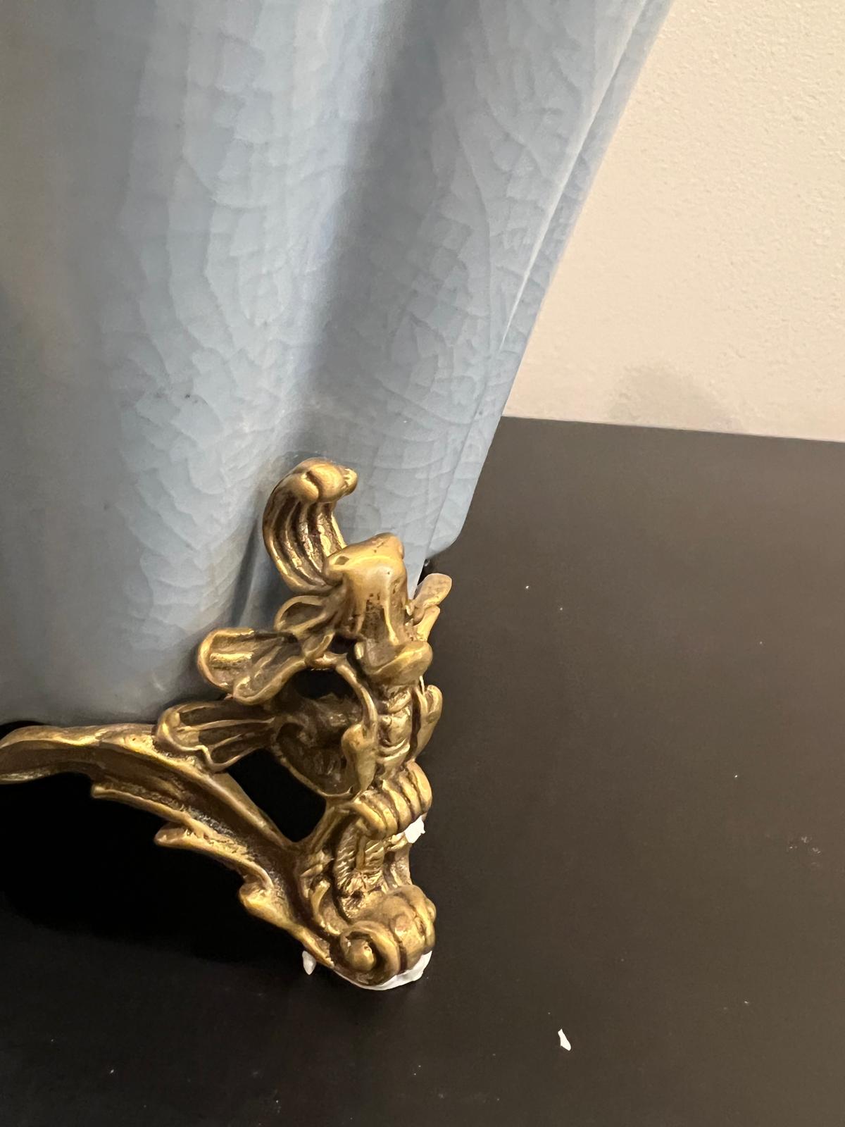 Art Deco Luxury Porcelain Vase with Gold Base and Hand‑Painted Birds