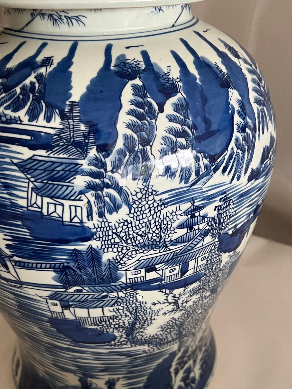 Exquisite Blue & White Lidded Porcelain Ginger Jar – Timeless Elegance 52 CM