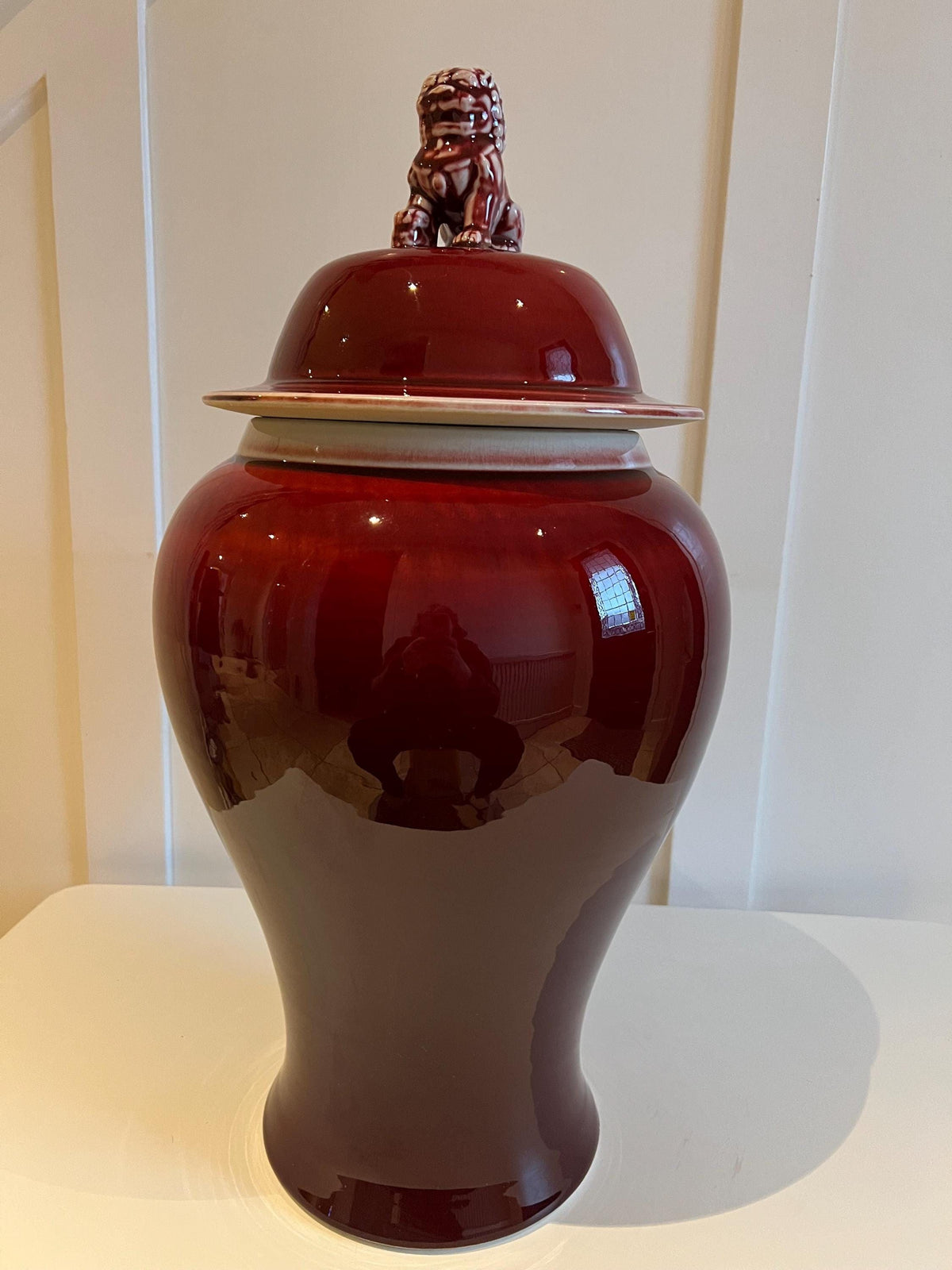 Very Large Hand made Ox Blood Ginger Jar 24"