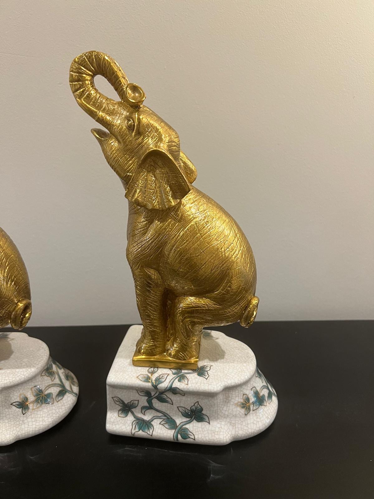 Gold Elephant Figurine Pair – Lucky Elephant Decorative Ornaments