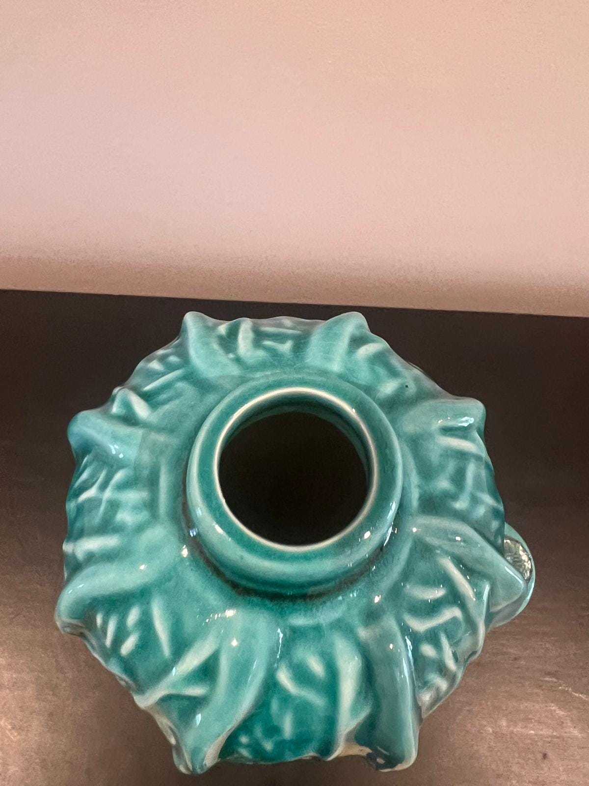 Turquoise Ceramic Lidded Jar with Crystal Finial – Decorative Home Accent