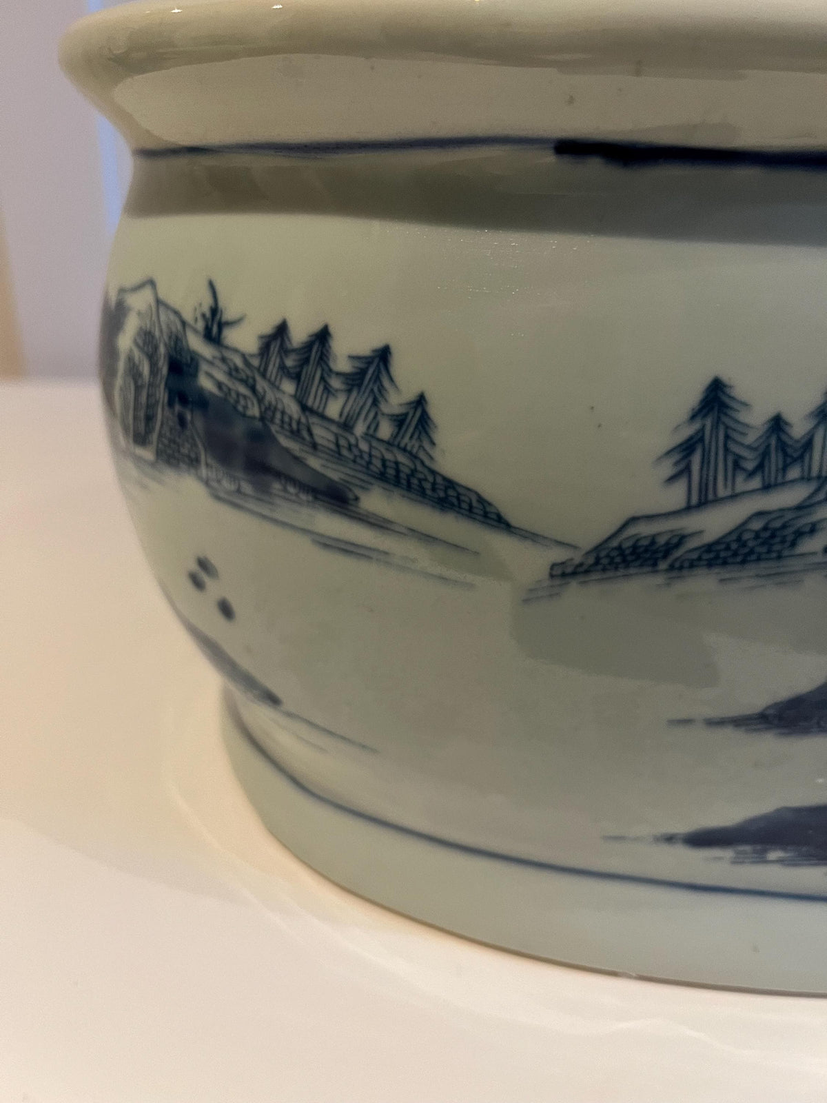 Exquisite Hand-Painted Blue and White Chinese Landscape Planter