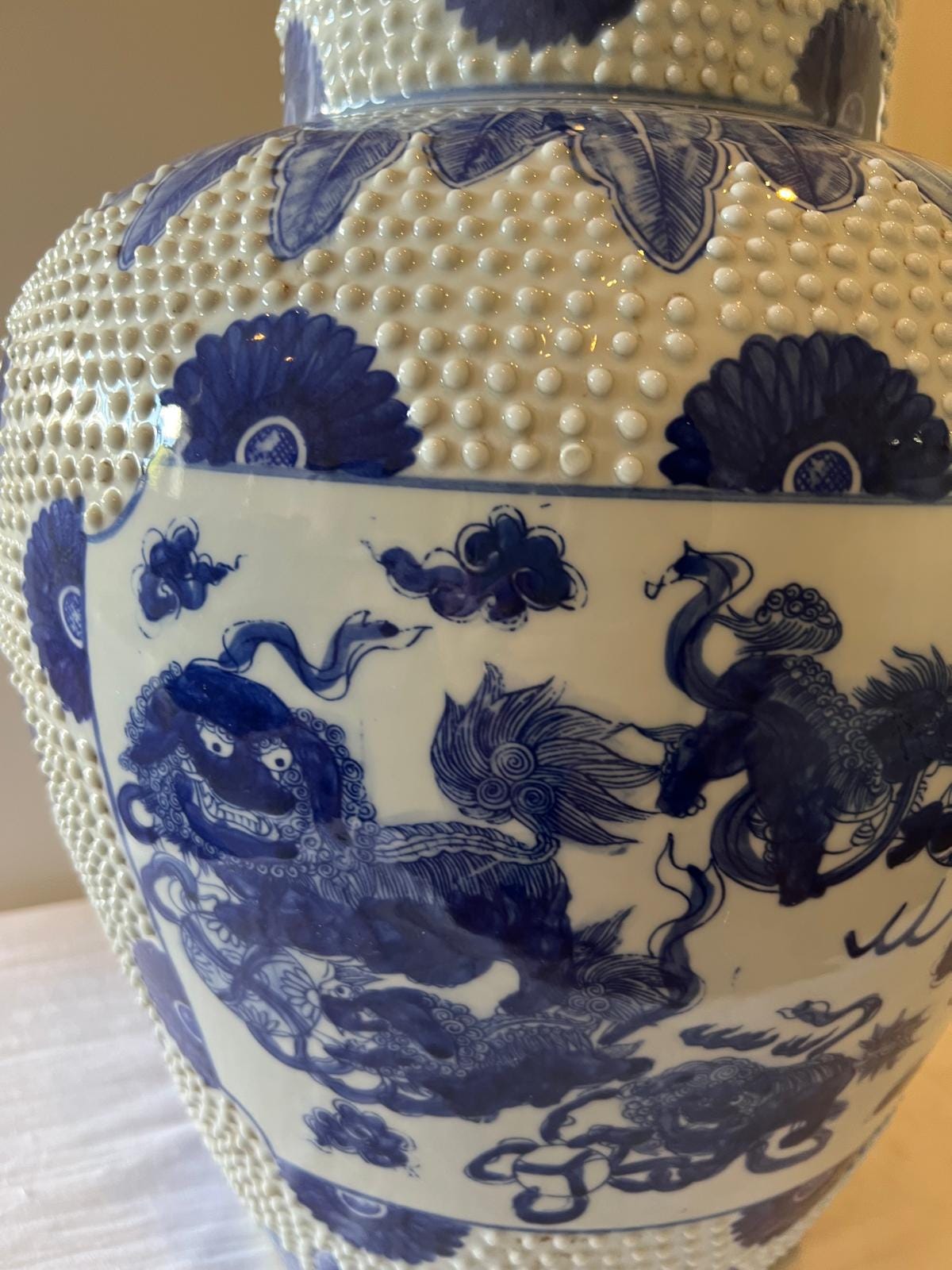 Vintage Style Chinese Blue and White Porcelain Vase – Dragon & Cloud Motif, Collectible Ceramic Art