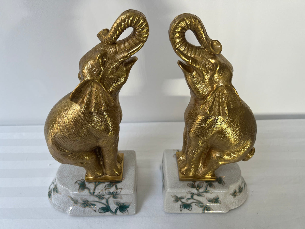 Gold Elephant Figurine Pair – Lucky Elephant Decorative Ornaments