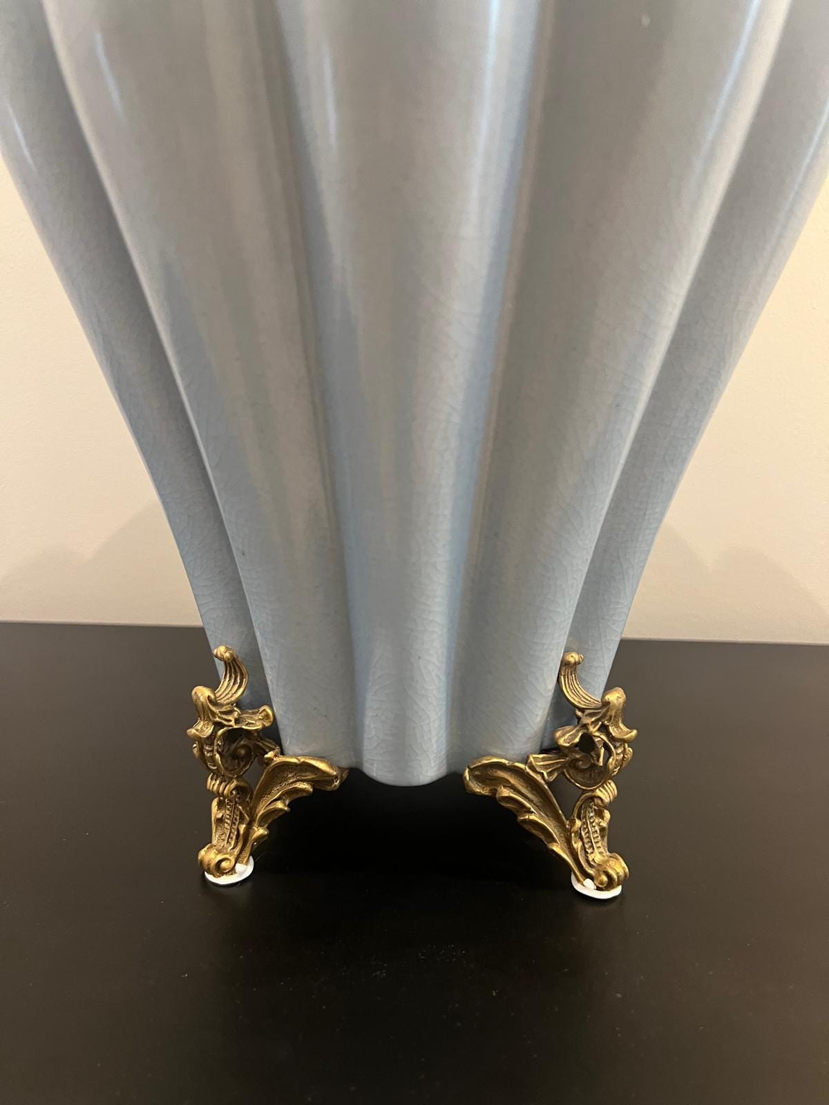 Art Deco Luxury Porcelain Vase with Gold Base and Hand‑Painted Birds