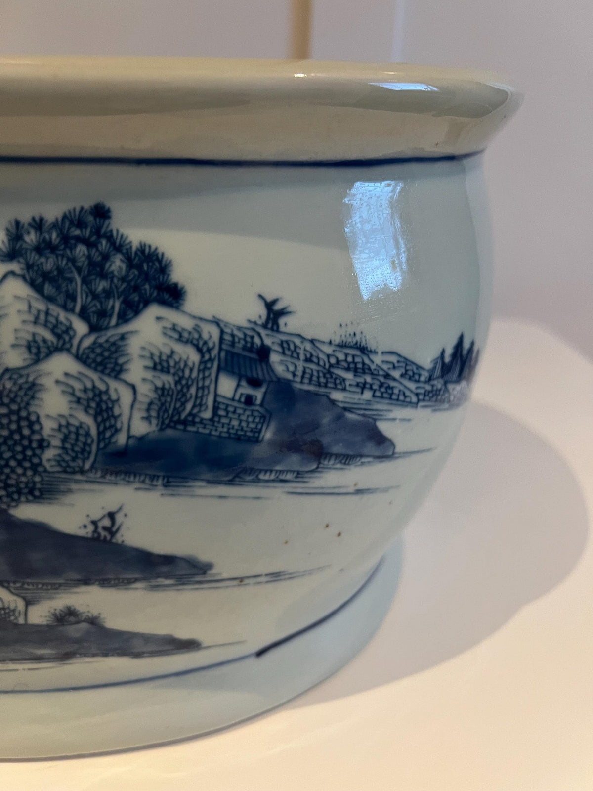 Exquisite Hand-Painted Blue and White Chinese Landscape Planter