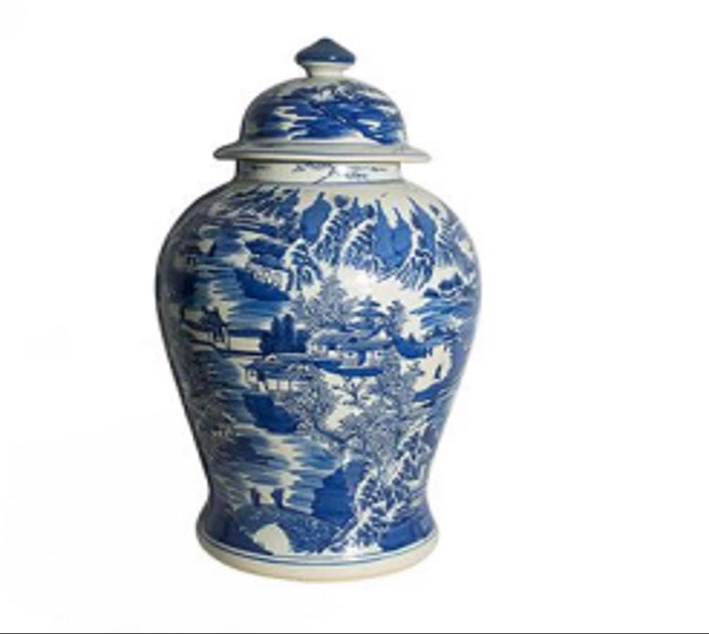 Exquisite Blue & White Lidded Porcelain Ginger Jar – Timeless Elegance 52 CM