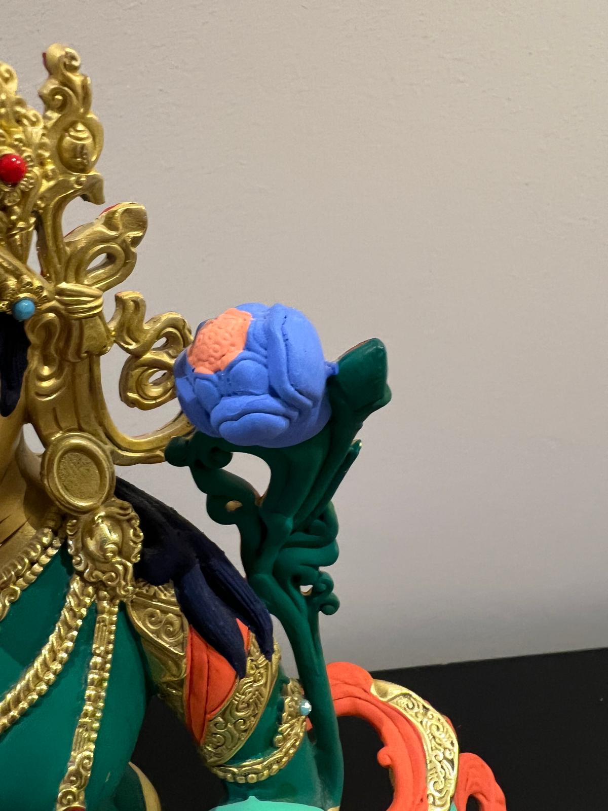 Green Tara Buddhist Deity Statue – Hand‑Painted Resin Meditation Figure