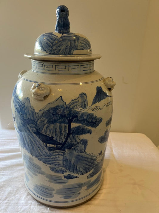 Traditional Porcelain Ginger Jar – Scenic Mountain & River Design