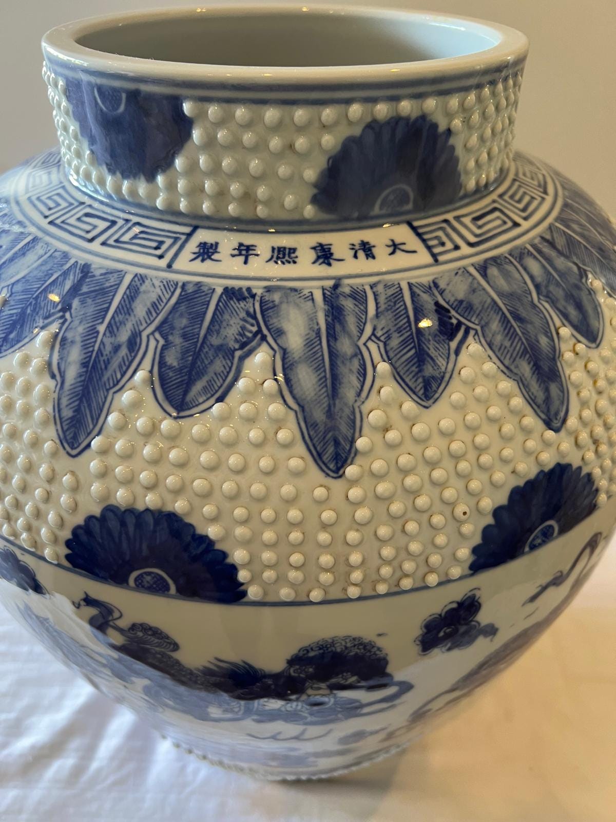 Vintage Style Chinese Blue and White Porcelain Vase – Dragon & Cloud Motif, Collectible Ceramic Art
