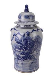 Traditional Porcelain Ginger Jar – Scenic Mountain & River Design