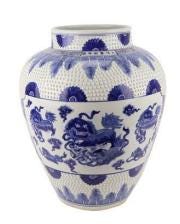 Vintage Style Chinese Blue and White Porcelain Vase – Dragon & Cloud Motif, Collectible Ceramic Art