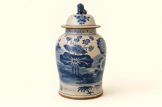 Vintage Style Blue & White Chinese Ginger Jar – Bird Landscape Porcelain