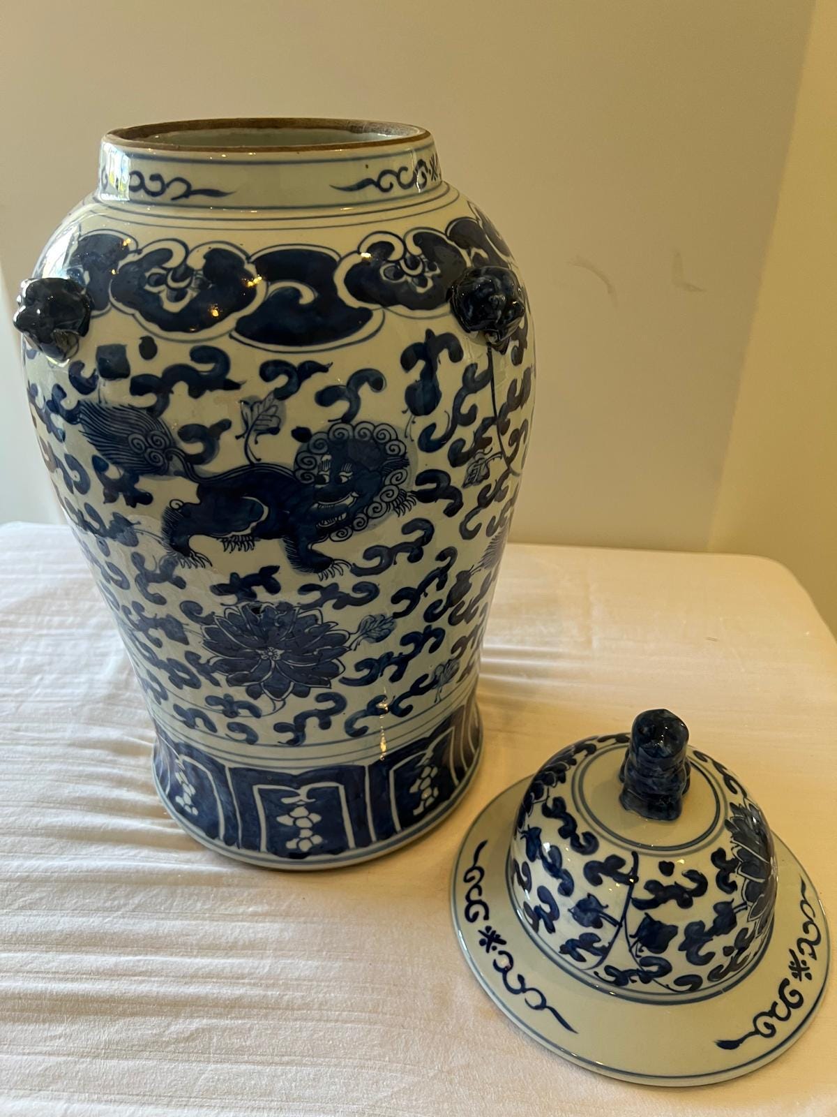 Blue and White Chinese Ginger Jar – Dragon & Phoenix Porcelain Vase