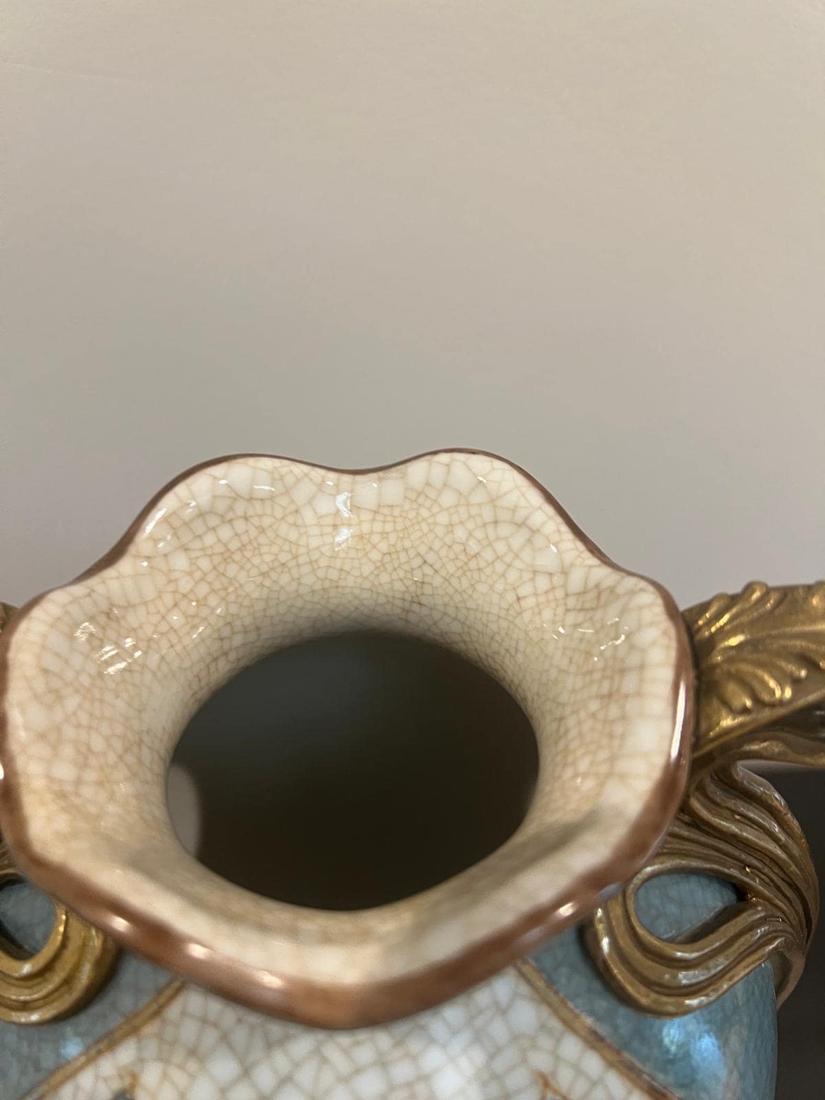 Art Nouveau Gilt Floral Vase, Ornate Antique‑Style Porcelain with Handles