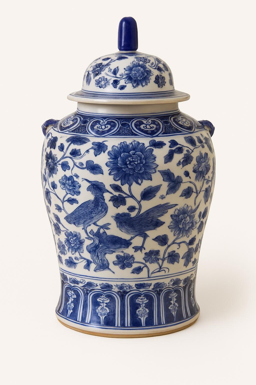 Blue and White Chinese Ginger Jar – Dragon & Phoenix Porcelain Vase