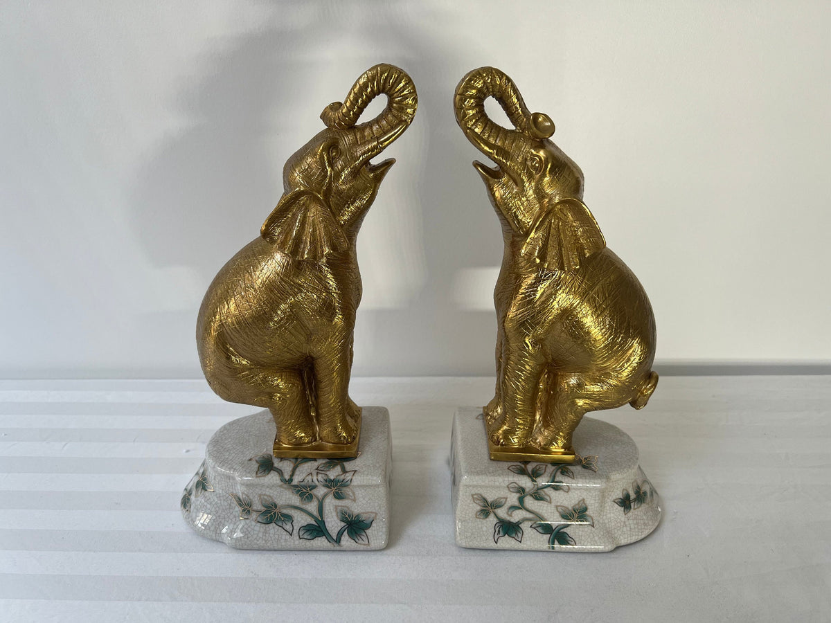 Gold Elephant Figurine Pair – Lucky Elephant Decorative Ornaments