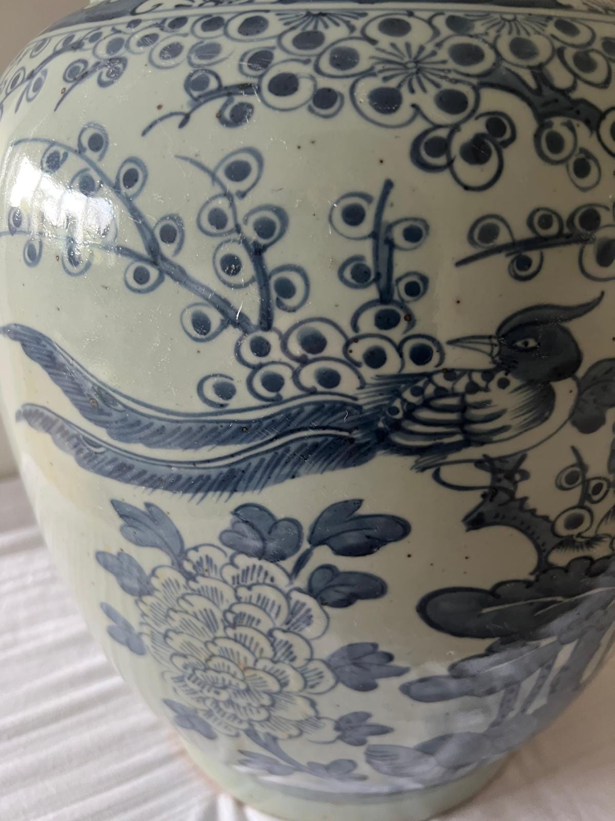 Vintage Style Blue White Porcelain Vase – Pagoda Landscape Floral Motif Ceramic Art